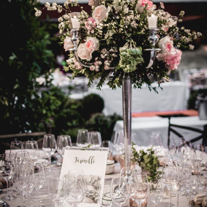 Candelabro Plata con flor