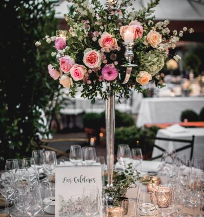 Candelabro Plata con flor