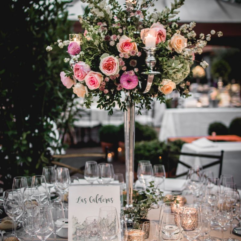 Candelabro Plata con flor
