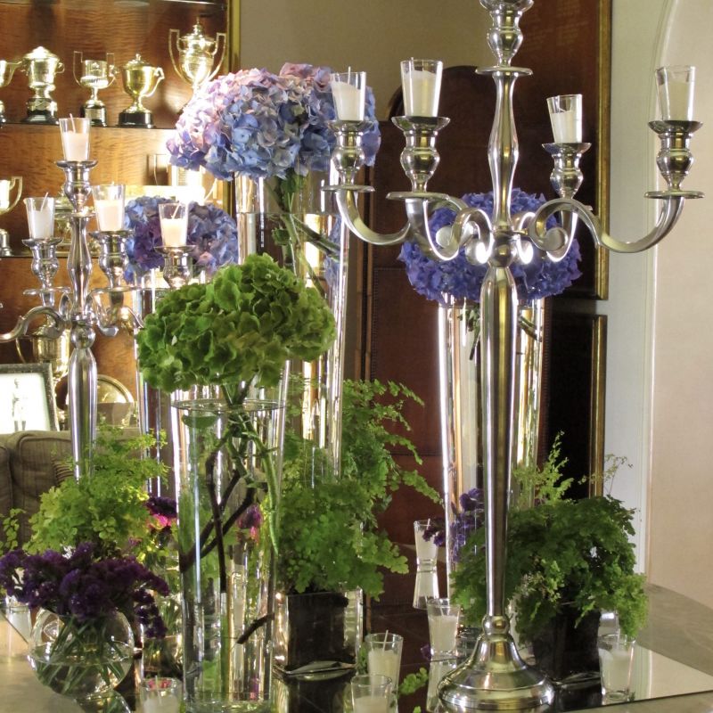Candelabros y Hortensias