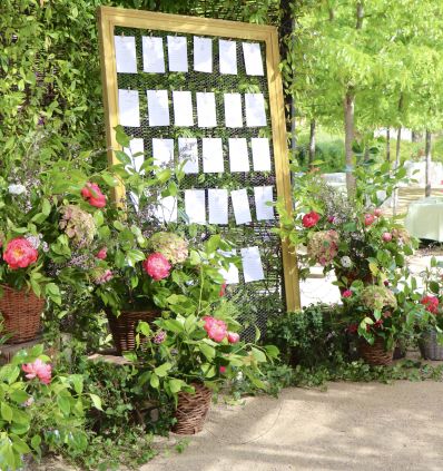 Seating Plan con cestas de flores