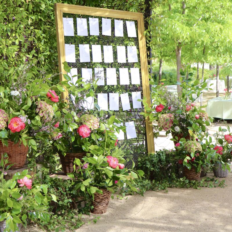 Seating Plan con cestas de flores